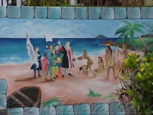 Tainos meeting Spanish settlers