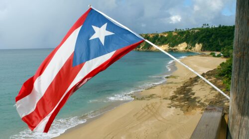 puerto rico flag over the beach