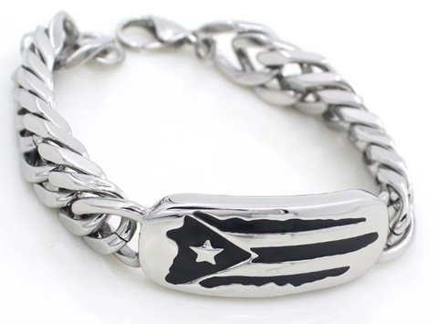 Stainless Steel Puerto Rico Flag Bracelet