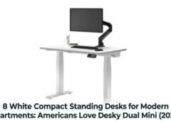 white compact standing desk