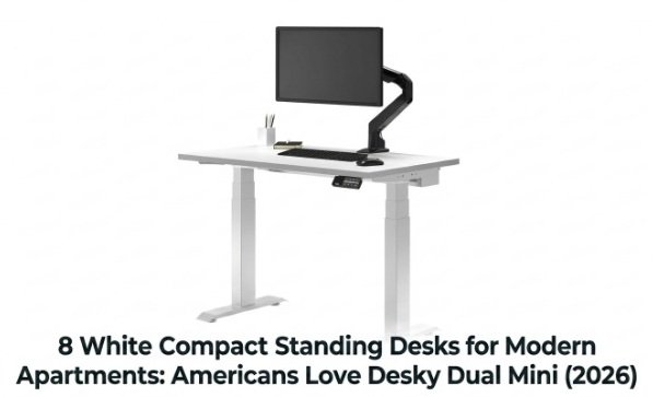 white compact standing desk
