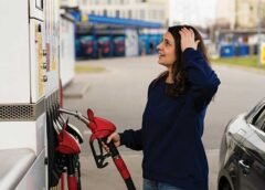 woman at a gas pump